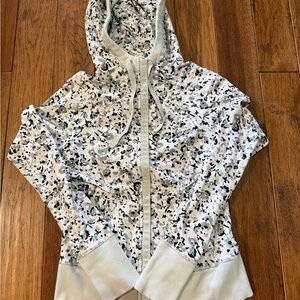 Lululemon Light Gray Floral Zip-Up Hoodie